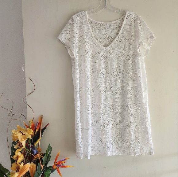 Alexa & Stella White Crocheted Size 1X Beach Cover-up Top - Picture 5 of 11